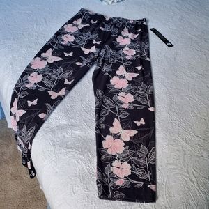 NWT Legging Depot Black & Pink Butterfly Capri Leggings